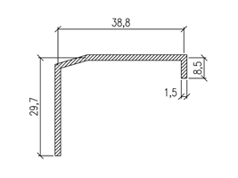 Профиль армирующий створки Softline, WHS72 - 38,8х29,7х8,5х1,5 мм