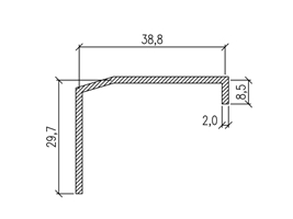 Профиль армирующий створки Softline, WHS72 - 38,8х29,7х8,5х2,0 мм