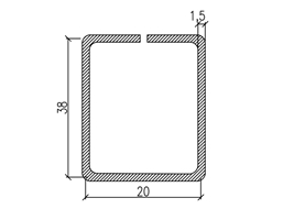 Профиль армирующий импоста - расширителя 30мм WHS72 - 20х38х1,5 мм замкнутый