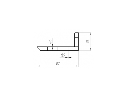 Уголок ОПТИМА 80х35х6 мм 90 град.