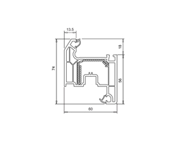 Створка VEKA WHS 60-74 мм белая с серым уплотнителем
