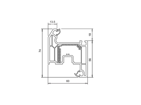 Створка VEKA WHS 60-74 мм белая с серым уплотнителем