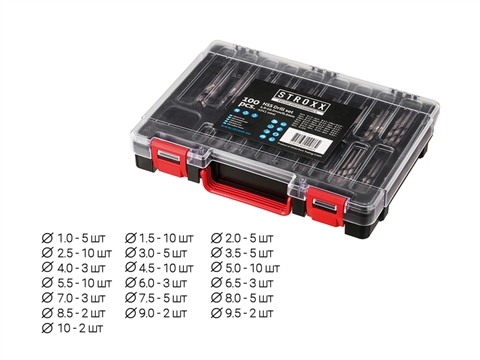 Набор сверл по металлу STROXX HSS 4241+DIN338 из 100 штук в пластиковой коробке