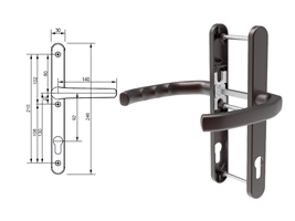 Гарнитур дверной нажимной Stroxx LXB дизайн 92-30 мм коричневый RAL8017