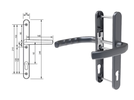 Гарнитур дверной нажимной Stroxx LXB дизайн 92-30 мм антрацит RAL7024