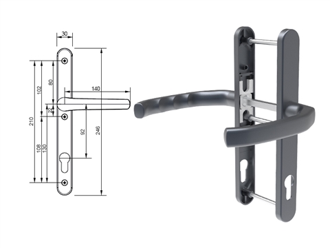 Гарнитур дверной нажимной Stroxx LXB дизайн 92-30 мм антрацит RAL7024