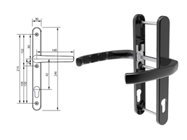 Гарнитур дверной нажимной Stroxx LXB дизайн 92-30 мм черный RAL9005