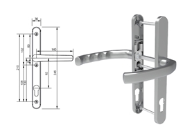 Гарнитур дверной нажимной Stroxx LXB дизайн 92-30 мм серебристый RAL9006