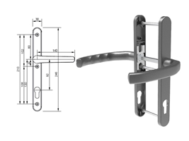 Гарнитур дверной нажимной Stroxx LXB дизайн 92-30 мм серый RAL9007