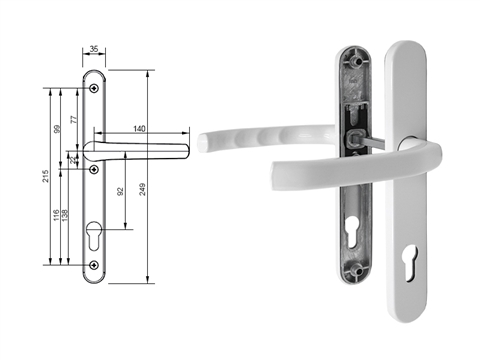 Гарнитур дверной нажимной Stroxx Q дизайн 92-35 мм белый RAL9016