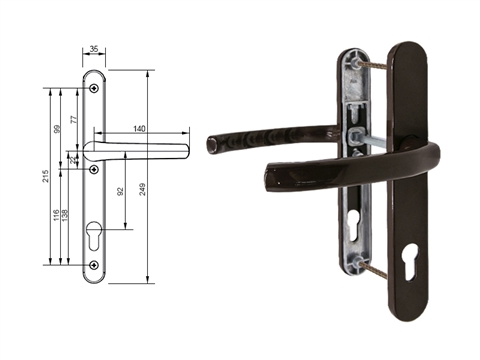 Гарнитур дверной нажимной Stroxx Q дизайн 92-35 мм коричневый RAL8017