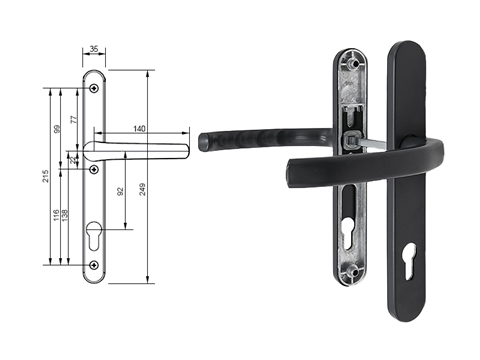 Гарнитур дверной нажимной Stroxx Q дизайн 92-35 мм антрацит RAL7024