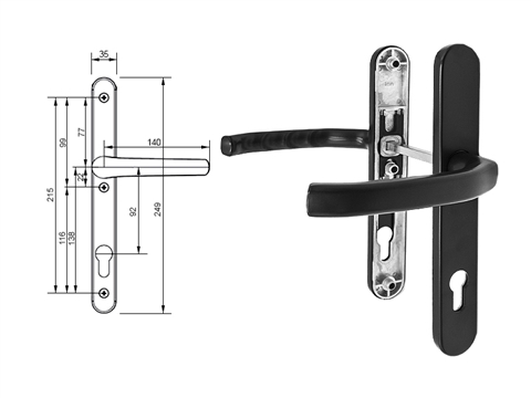 Гарнитур дверной нажимной Stroxx Q дизайн 92-35 мм черный RAL9005