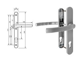 Гарнитур дверной нажимной Stroxx Q дизайн 92-35 мм серебристый RAL9006
