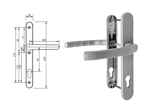 Гарнитур дверной нажимной Stroxx Q дизайн 92-35 мм серебристый RAL9006