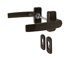 Ручка дверная двусторонняя с розетками под цилиндр Stroxx MIA коричневый RAL8017