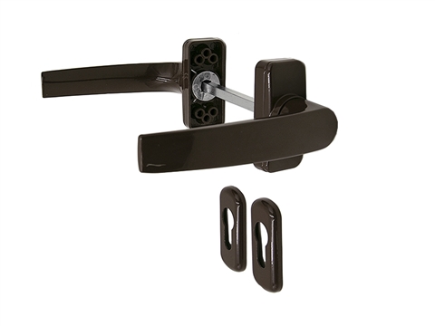 Ручка дверная двусторонняя с розетками под цилиндр Stroxx MIA коричневый RAL8017