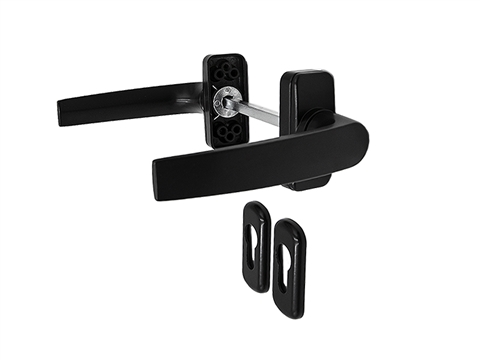 Ручка дверная двусторонняя с розетками под цилиндр Stroxx MIA черный RAL9005