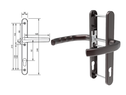 Гарнитур дверной нажимной Stroxx LXB дизайн 92-30 мм коричневый RAL8019