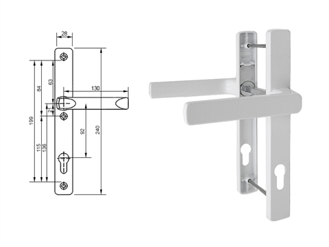 Гарнитур дверной нажимной Stroxx GL 92-28 мм, белый RAL9016