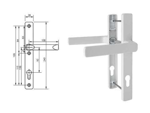 Гарнитур дверной нажимной Stroxx GL 92-28 мм, белый RAL9016