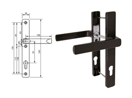 Гарнитур дверной нажимной Stroxx GL 92-28 мм, коричневый RAL8019