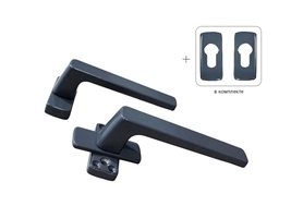 Гарнитур нажимной двусторонний раздельный с розеткой GL антрацит RAL7024 STROXX