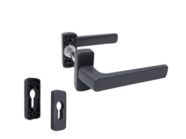 Гарнитур нажимной двусторонний раздельный с розеткой GL антрацит RAL7024 STROXX