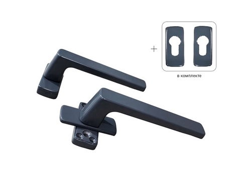 Гарнитур нажимной двусторонний раздельный с розеткой GL антрацит RAL7024 STROXX