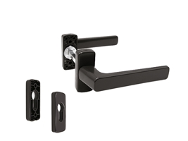 Гарнитур нажимной двусторонний раздельный с розеткой GL коричневый RAL8019 STROXX