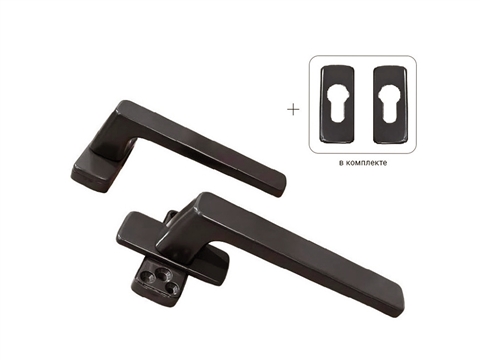 Гарнитур нажимной двусторонний раздельный с розеткой GL коричневый RAL8019 STROXX