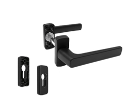 Гарнитур нажимной двусторонний раздельный с розеткой GL черный RAL9005 STROXX