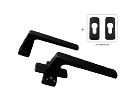 Гарнитур нажимной двусторонний раздельный с розеткой GL черный RAL9005 STROXX