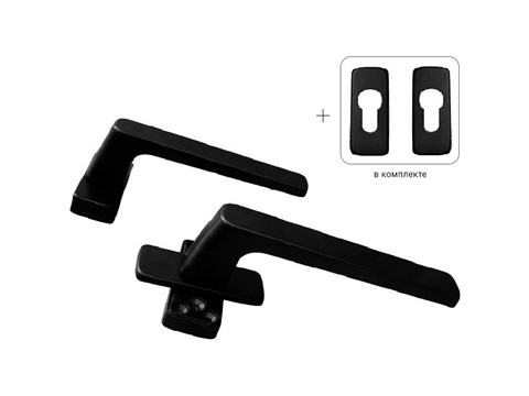 Гарнитур нажимной двусторонний раздельный с розеткой GL черный RAL9005 STROXX