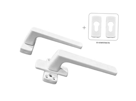 Гарнитур нажимной двусторонний раздельный с розеткой GL белый RAL9016 STROXX