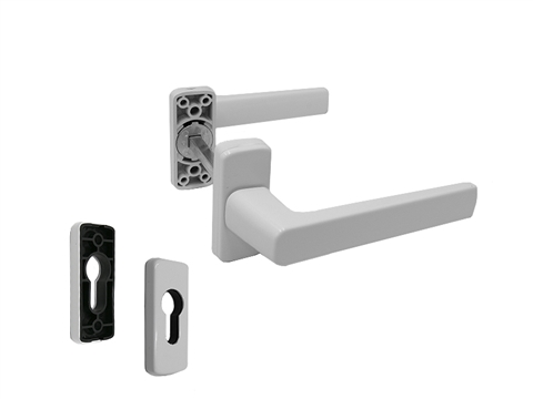 Гарнитур нажимной двусторонний раздельный с розеткой GL белый RAL9016 STROXX