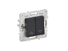 Выключатель IEK SKANDY 2-клавишный для электрических приводов с рамкой черный