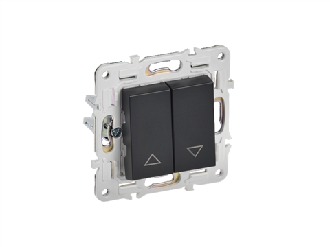 Выключатель IEK BRITE 2-клавишный для электрических приводов с рамкой черный